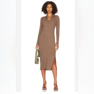 Rails Luciana Long Sleeve Midi Sweater Dress in Latte Brown Size Small